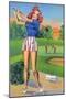 Pin-Up Girls - Winsome; Woman Playing Golf-Lantern Press-Mounted Art Print
