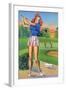 Pin-Up Girls - Winsome; Woman Playing Golf-Lantern Press-Framed Art Print