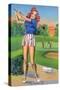 Pin-Up Girls - Winsome; Woman Playing Golf-Lantern Press-Stretched Canvas