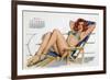 Pin Up in Bikini on a Deckchair on a Boat, Tanning, from Esquire Girl Calendar 1950 (March)-null-Framed Photo