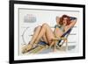 Pin Up in Bikini on a Deckchair on a Boat, Tanning, from Esquire Girl Calendar 1950 (March)-null-Framed Photo