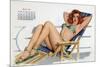 Pin Up in Bikini on a Deckchair on a Boat, Tanning, from Esquire Girl Calendar 1950 (March)-null-Mounted Photo