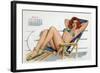 Pin Up in Bikini on a Deckchair on a Boat, Tanning, from Esquire Girl Calendar 1950 (March)-null-Framed Photo