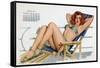 Pin Up in Bikini on a Deckchair on a Boat, Tanning, from Esquire Girl Calendar 1950 (March)-null-Framed Stretched Canvas