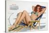 Pin Up in Bikini on a Deckchair on a Boat, Tanning, from Esquire Girl Calendar 1950 (March)-null-Stretched Canvas