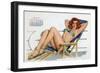 Pin Up in Bikini on a Deckchair on a Boat, Tanning, from Esquire Girl Calendar 1950 (March)-null-Framed Photo