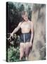 Pin-Up in Blue Shorts-Charles Woof-Stretched Canvas