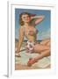 Pin-Up in Flowered Two-Piece-null-Framed Art Print