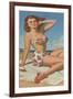 Pin-Up in Flowered Two-Piece-null-Framed Art Print