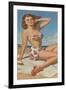 Pin-Up in Flowered Two-Piece-null-Framed Art Print