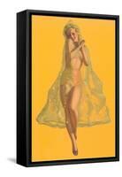 Pin-Up in Transparent Raincoat-null-Framed Stretched Canvas