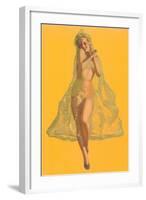 Pin-Up in Transparent Raincoat-null-Framed Art Print