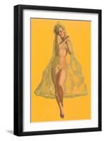 Pin-Up in Transparent Raincoat-null-Framed Art Print