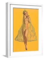 Pin-Up in Transparent Raincoat-null-Framed Art Print