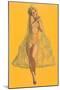 Pin-Up in Transparent Raincoat-null-Mounted Art Print