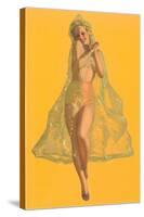 Pin-Up in Transparent Raincoat-null-Stretched Canvas