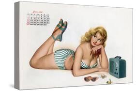 Pin Up Listening Radio, from Esquire Girl Calendar 1950 (June)-null-Stretched Canvas