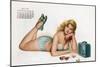 Pin Up Listening Radio, from Esquire Girl Calendar 1950 (June)-null-Mounted Premium Giclee Print