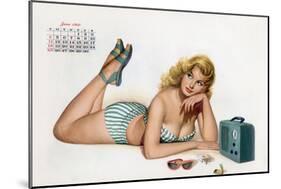 Pin Up Listening Radio, from Esquire Girl Calendar 1950 (June)-null-Mounted Art Print
