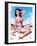 Pin-Up on Beach in Bikini-null-Framed Art Print