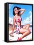 Pin-Up on Beach in Bikini-null-Framed Stretched Canvas