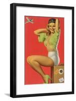 Pin-Up on Luggage Trunk Suitcase, 1945-null-Framed Giclee Print