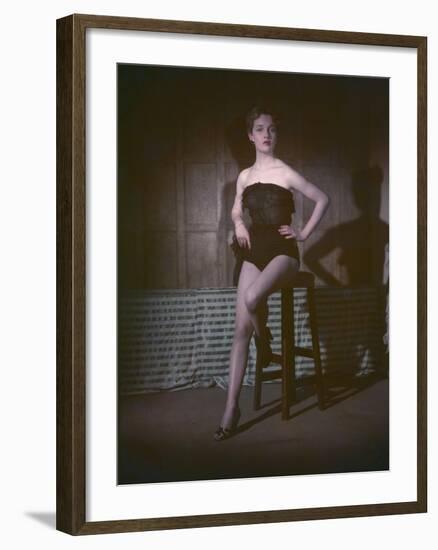 Pin-Up on Stool, 1950-Charles Woof-Framed Photographic Print