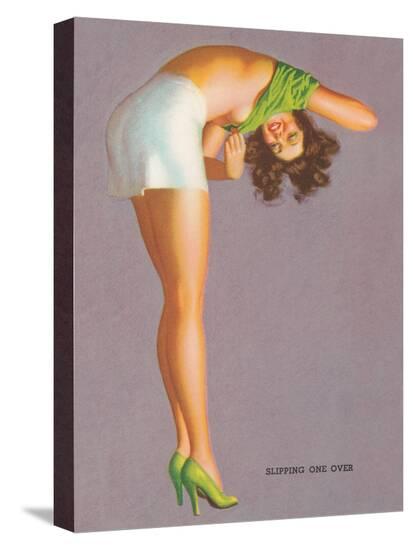 Pin-Up Slipping One Over-Found Image Press-Stretched Canvas