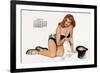 Pin Up Taking Cards in a Top Hat, from Esquire Girl Calendar 1950 (August)-null-Framed Art Print