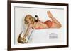 Pin Up with a Cat Playing with Phone Wire, from Esquire Girl Calendar 1950 (July)-null-Framed Photo