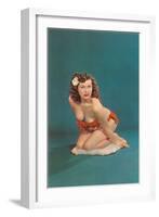 Pin-Up with Gardenia in Hair-null-Framed Art Print