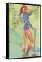 Pin-Up with Lumberjack Axe-null-Framed Stretched Canvas