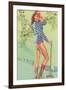 Pin-Up with Lumberjack Axe-null-Framed Art Print