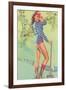 Pin-Up with Lumberjack Axe-null-Framed Art Print