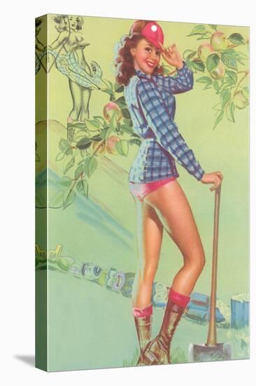 Pin-Up with Lumberjack Axe-null-Stretched Canvas