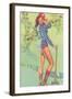 Pin-Up with Lumberjack Axe-null-Framed Art Print