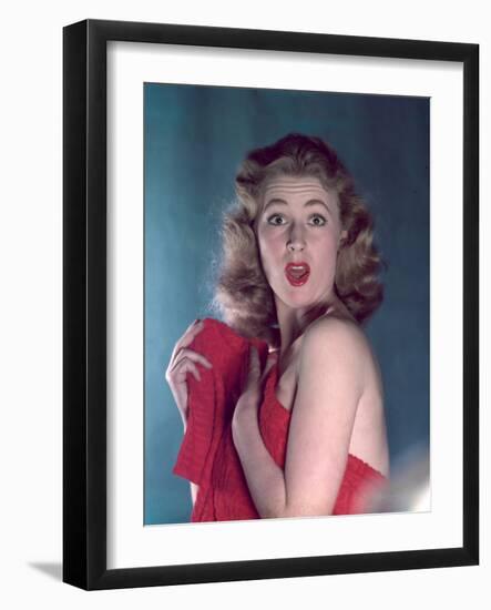 Pin-Up with Red Towel-Charles Woof-Framed Photographic Print