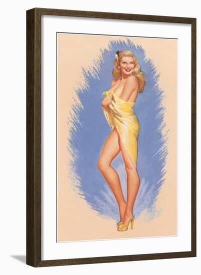 Pin-Up Wrapped in Towel-null-Framed Art Print