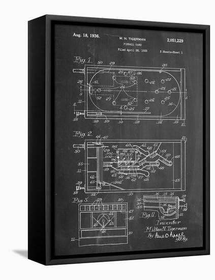 Pinball Machine Patent-null-Framed Stretched Canvas