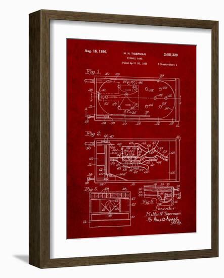 Pinball Machine Patent-Cole Borders-Framed Art Print