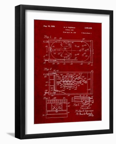 Pinball Machine Patent-Cole Borders-Framed Art Print