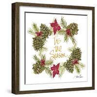 Pine Cone Christmas Wreath I-Gina Ritter-Framed Art Print