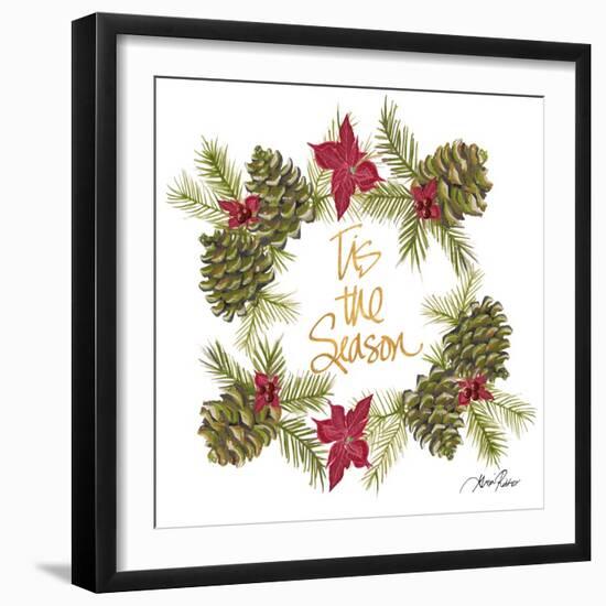 Pine Cone Christmas Wreath I-Gina Ritter-Framed Art Print