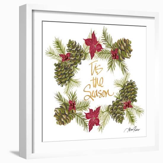 Pine Cone Christmas Wreath I-Gina Ritter-Framed Art Print