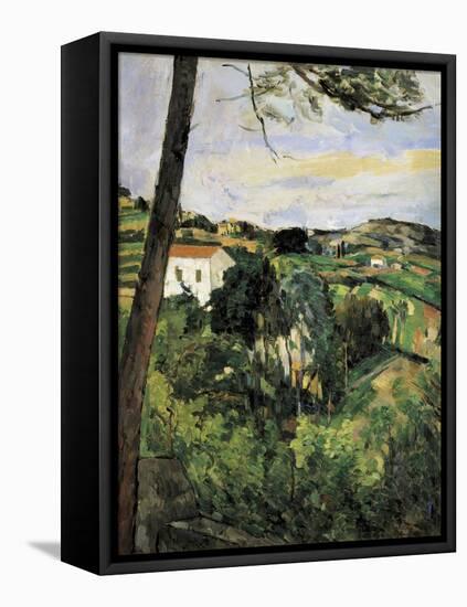 Pine-Tree at L'Estaque (Landscape with Red Roof)-Paul Cézanne-Framed Stretched Canvas
