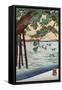 Pine Tree on the Shore, Japanese Wood-Cut Print-Lantern Press-Framed Stretched Canvas