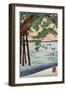 Pine Tree on the Shore, Japanese Wood-Cut Print-Lantern Press-Framed Art Print