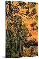 Pine Trees Against a Red Sky with Setting Sun-Vincent van Gogh-Mounted Art Print