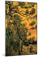 Pine Trees Against a Red Sky with Setting Sun-Vincent van Gogh-Mounted Art Print