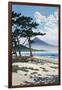 Pine Trees on the Beach with Mt Fuji in the Background, Japan-null-Framed Giclee Print